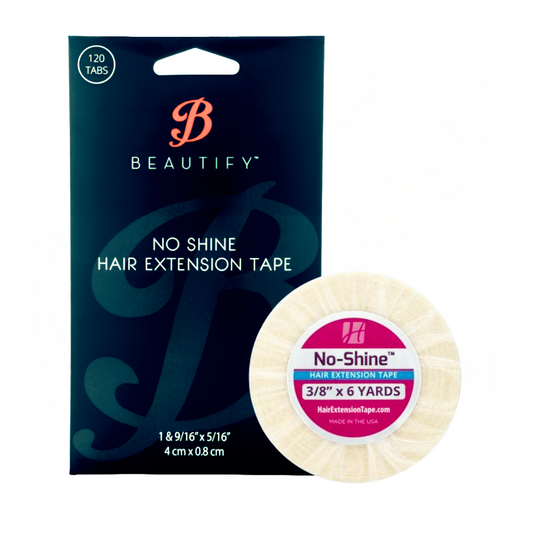Beautify No-Shine Hair Extension Tape Set, 2PC | Walker Tape 6-Yard Roll + 120 Pre-Cut Tabs – Strong Hold for Wefts & Tape-Ins