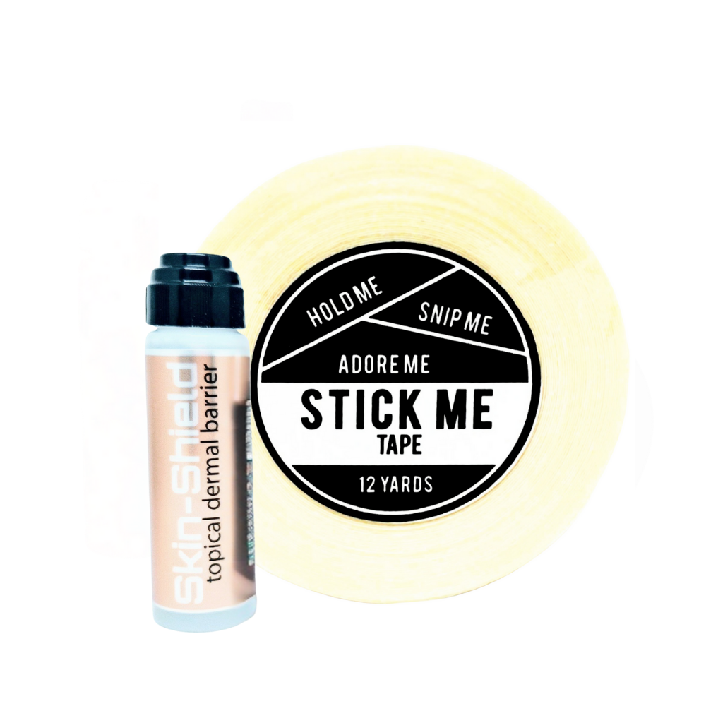 STICK ME TAPE & Skin Protector Set – 2PC Adhesive Kit for Wigs, Clothing & Cosplay | Clear Double-Sided Roll, Multi-Week Wear