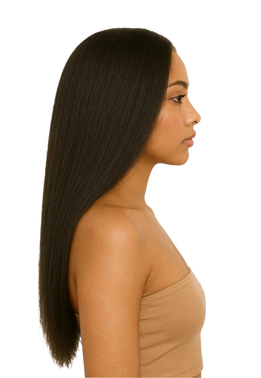 Luxelette Kinky Straight Lace Front Wig - 13x4 Glueless Yaki Human Hair Wig | 180% Density, Pre-Plucked, Natural Black