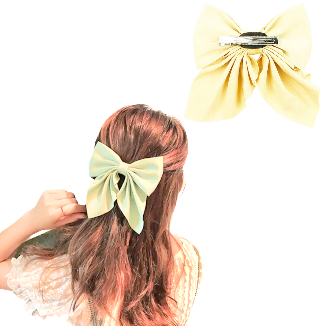 Satin Bow Clip Set – 2PC Large Ribbon Hair Accessories | Chic & Stylish Finish