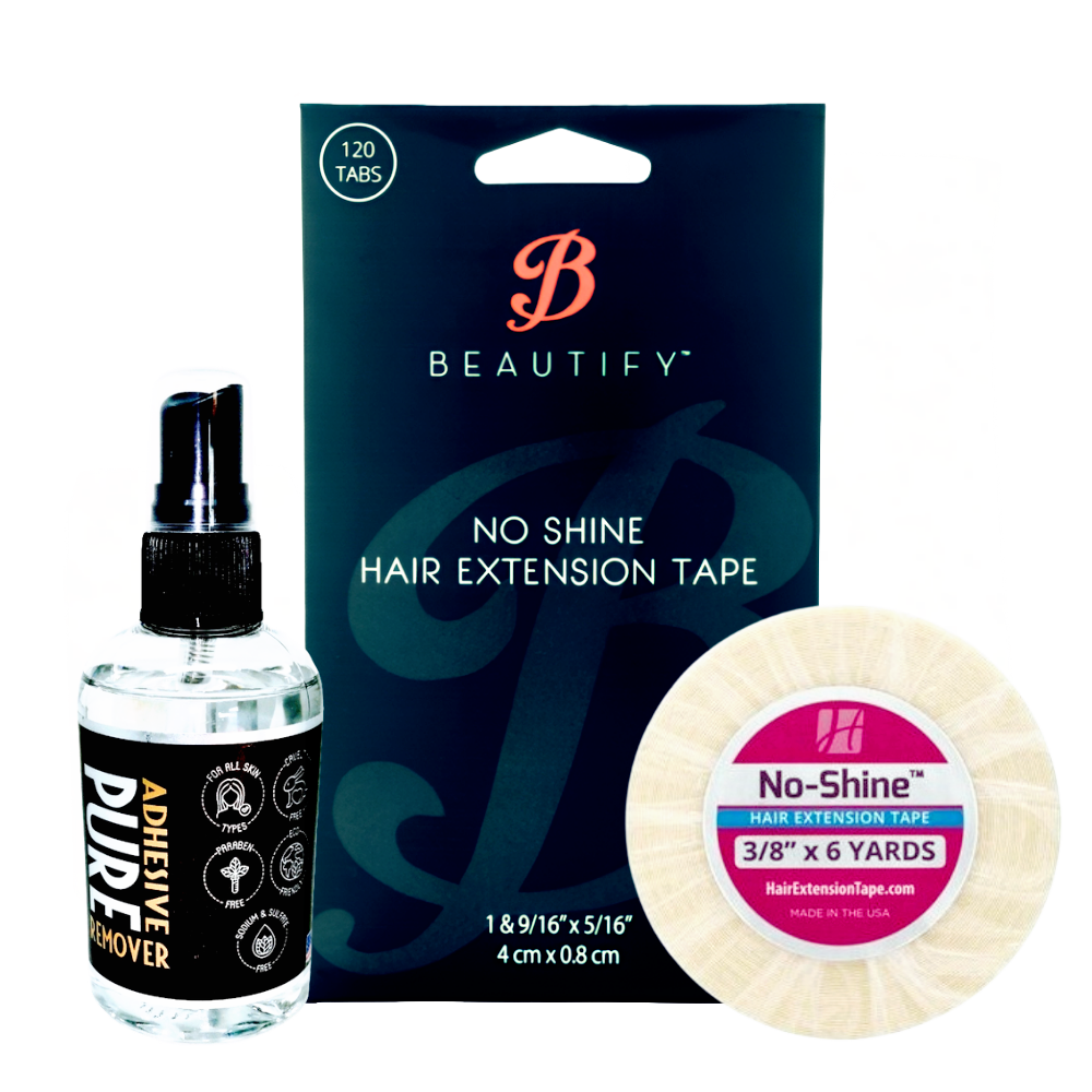 Walker Tape No-Shine Hair Extension Set, 3PC | 6-Yard Roll + 120 Tabs + Adhesive Remover – Tape-In Weft Kit for Long-Lasting Hold