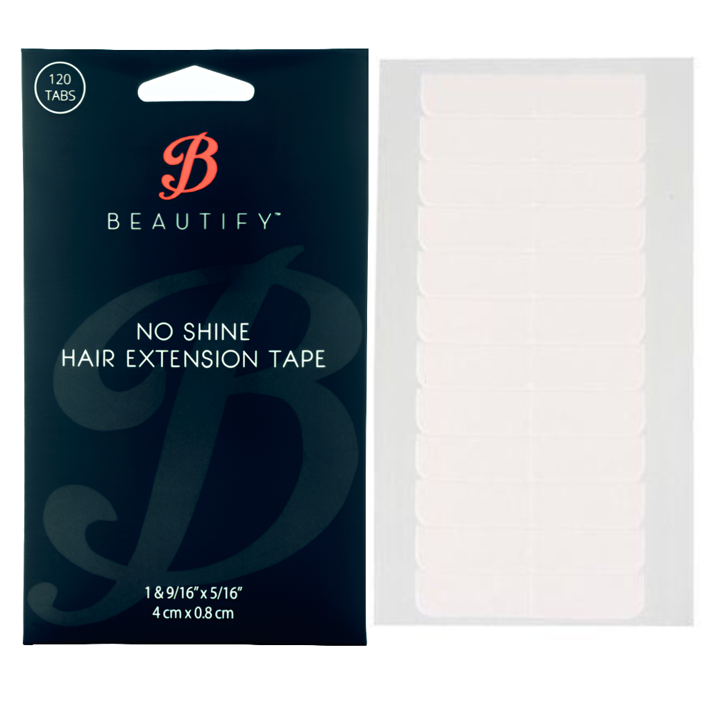 Beautify No-Shine Hair Extension Tape Set, 2PC | Walker Tape 6-Yard Roll + 120 Pre-Cut Tabs – Strong Hold for Wefts & Tape-Ins