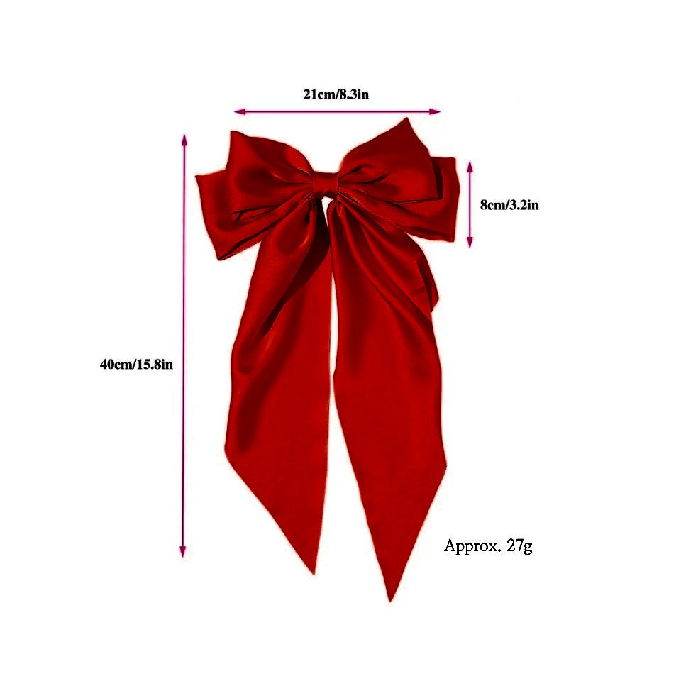 Satin Bow Clip & Band Set – 2PC Large Ribbon Hair Accessories | Elegant Statement Style