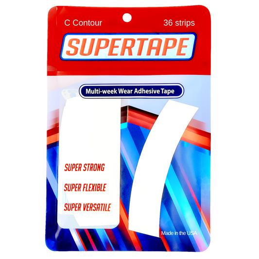 Supertape Strips – 36 Clear Double-Sided Adhesive Tabs with White Liner | Strong Multi-Week Hold for Lace Wigs, Toupees & Hair Systems