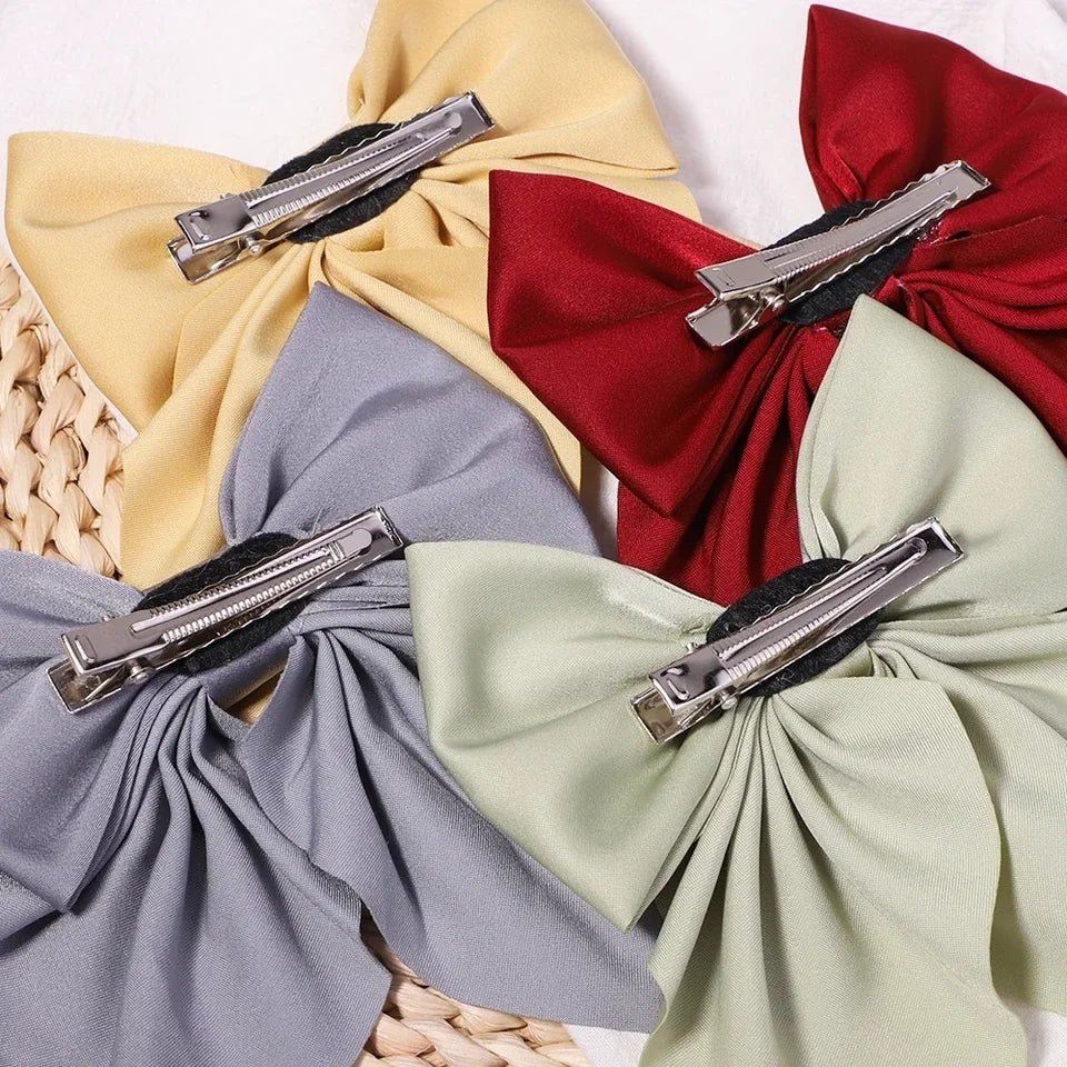 Satin Bow Clip Set – 2PC Large Ribbon Hair Accessories | Chic & Stylish Finish