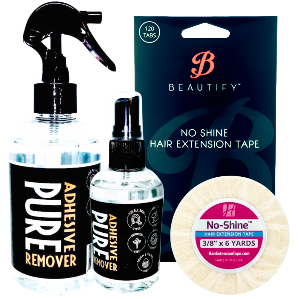 Walker Tape No-Shine Hair Extension Set, 3PC | 6-Yard Roll + 120 Tabs + Adhesive Remover – Tape-In Weft Kit for Long-Lasting Hold