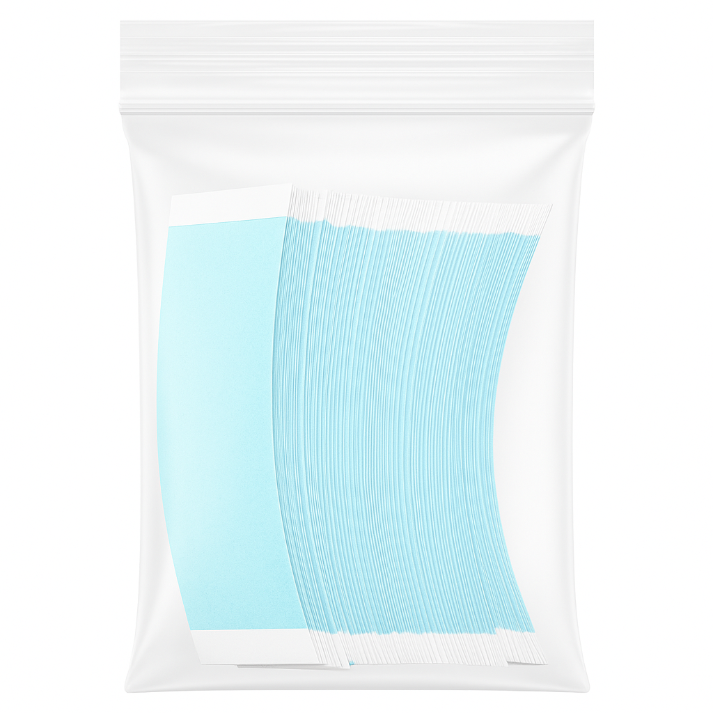 Lace Front Support Tape Strips - 36 Clear Double-Sided Tabs with Blue Liner | Dull Finish for Lace Wigs & Hair Systems