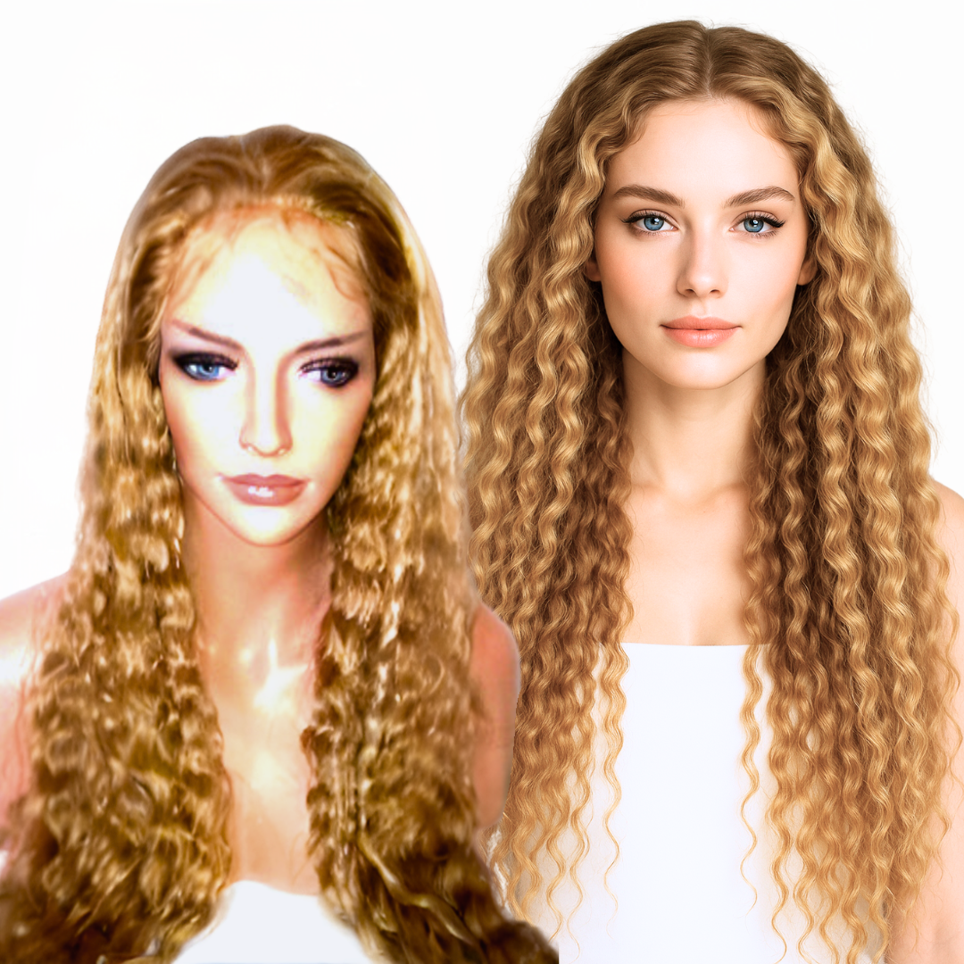 Bronze Blonde Deep Wave Lace Wig – 13x4 Human Hair Wig | HD Lace, Natural Look, Color 27