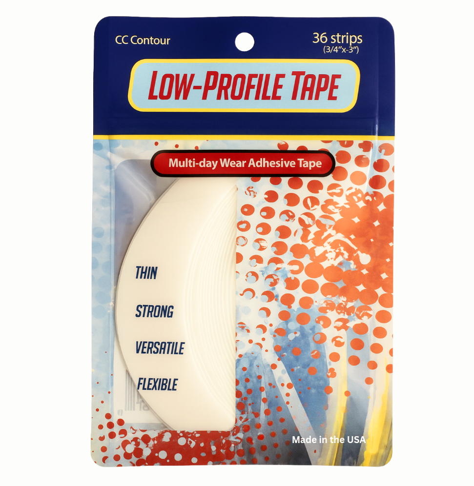 Supertape Low Profile Strips - 36 Clear Double-Sided Adhesive Tabs | Up to 2 Week Hold for Wigs & Toupees