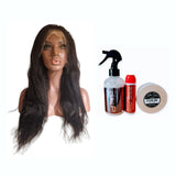 Kinky Yaki Straight Wig Set Realistic Human Hair Glueless Lace Front Wig Knot Sealer Tape Roll Stop Shine
