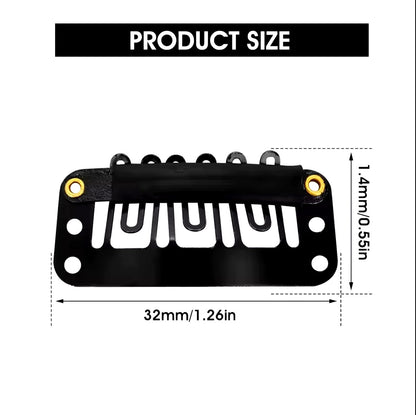 Hair Extension Snap Clips, U-Shape, 6-Teeth, 3.2cm | Metal Clip-In Comb Clips for Weaves, Wefts -  Styling Tool