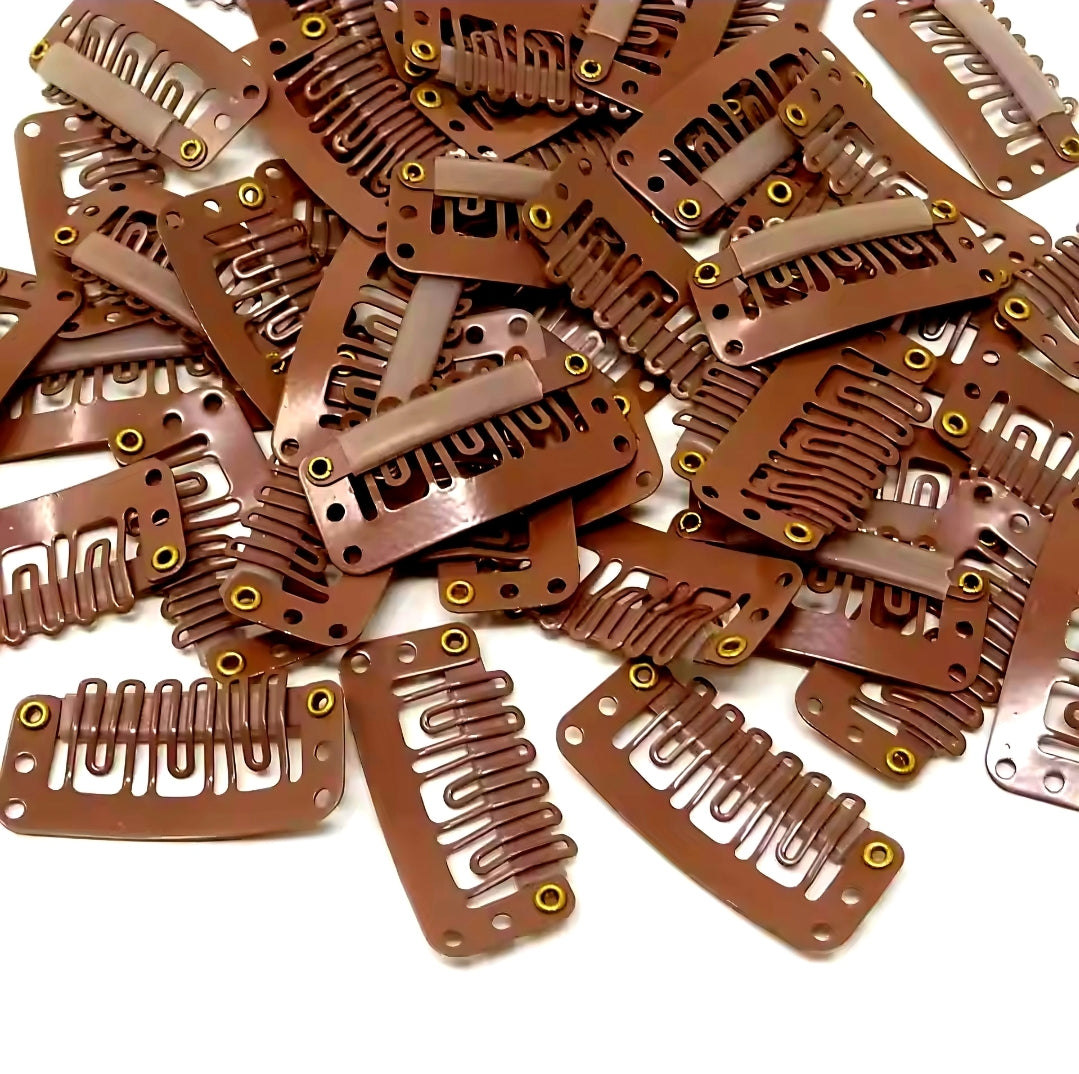 Hair Extension Snap Clips, U-Shape, 6-Teeth, 3.2cm | Metal Clip-In Comb Clips for Weaves, Wefts -  Styling Tool