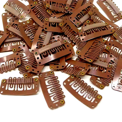 Hair Extension Snap Clips, U-Shape, 6-Teeth, 3.2cm | Metal Clip-In Comb Clips for Weaves, Wefts -  Styling Tool