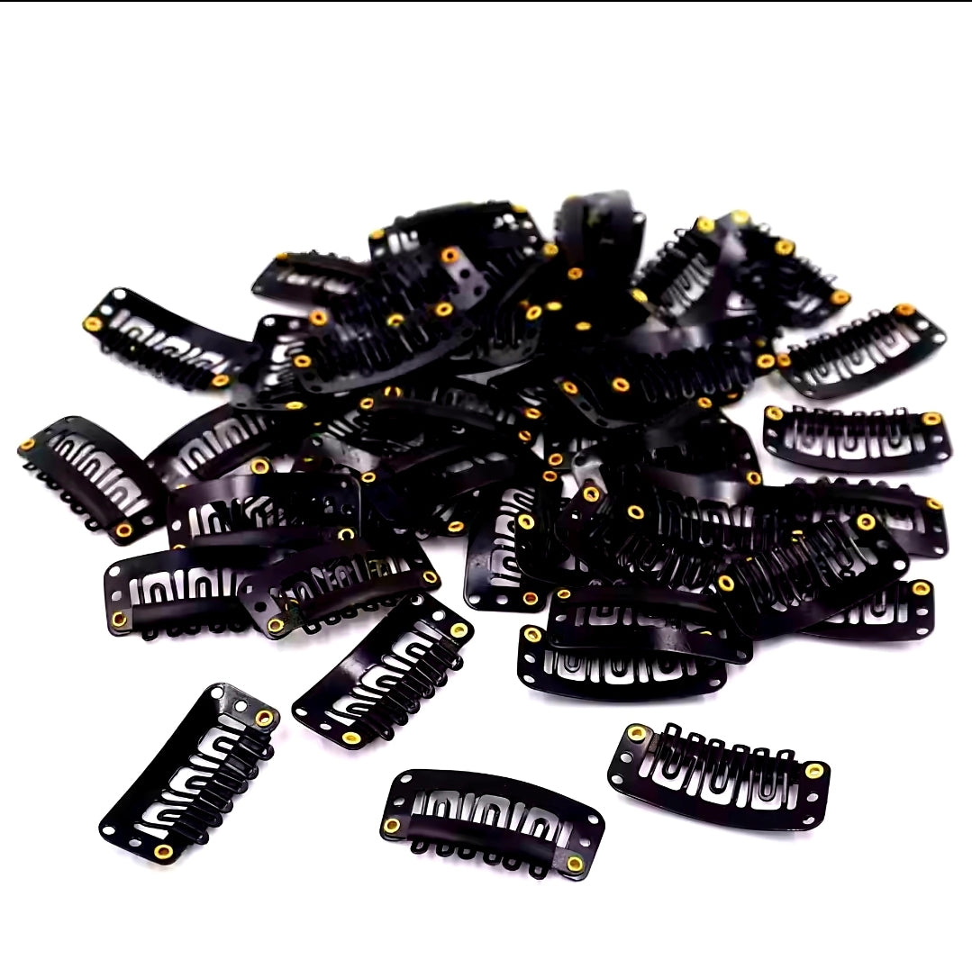 Hair Extension Snap Clips, U-Shape, 6-Teeth, 3.2cm | Metal Clip-In Comb Clips for Weaves, Wefts -  Styling Tool