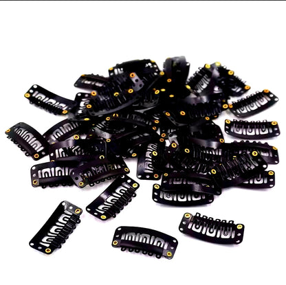 Hair Extension Snap Clips, U-Shape, 6-Teeth, 3.2cm | Metal Clip-In Comb Clips for Weaves, Wefts -  Styling Tool