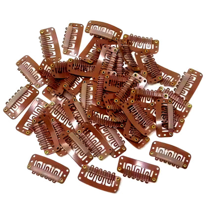 Hair Extension Snap Clips, U-Shape, 6-Teeth, 3.2cm | Metal Clip-In Comb Clips for Weaves, Wefts -  Styling Tool