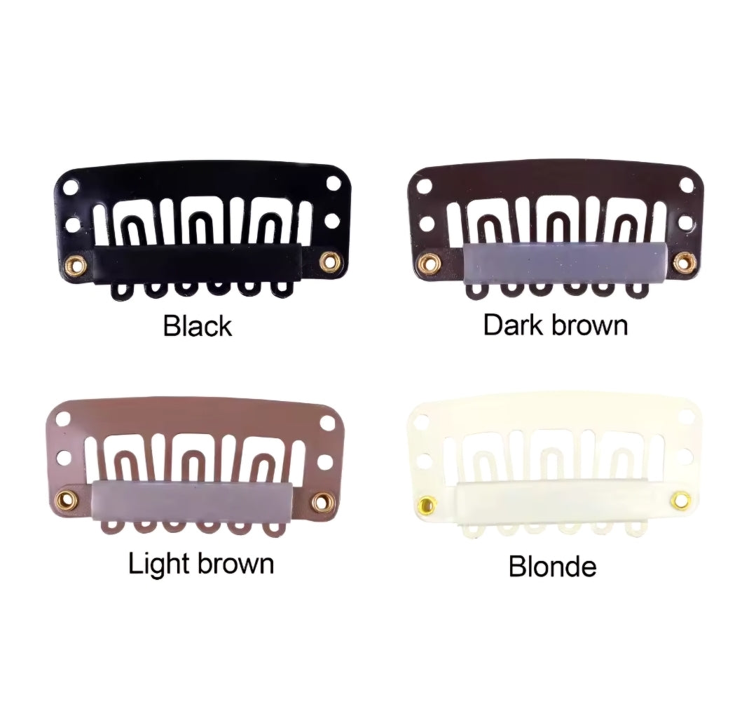 Hair Extension Snap Clips, U-Shape, 6-Teeth, 3.2cm | Metal Clip-In Comb Clips for Weaves, Wefts -  Styling Tool