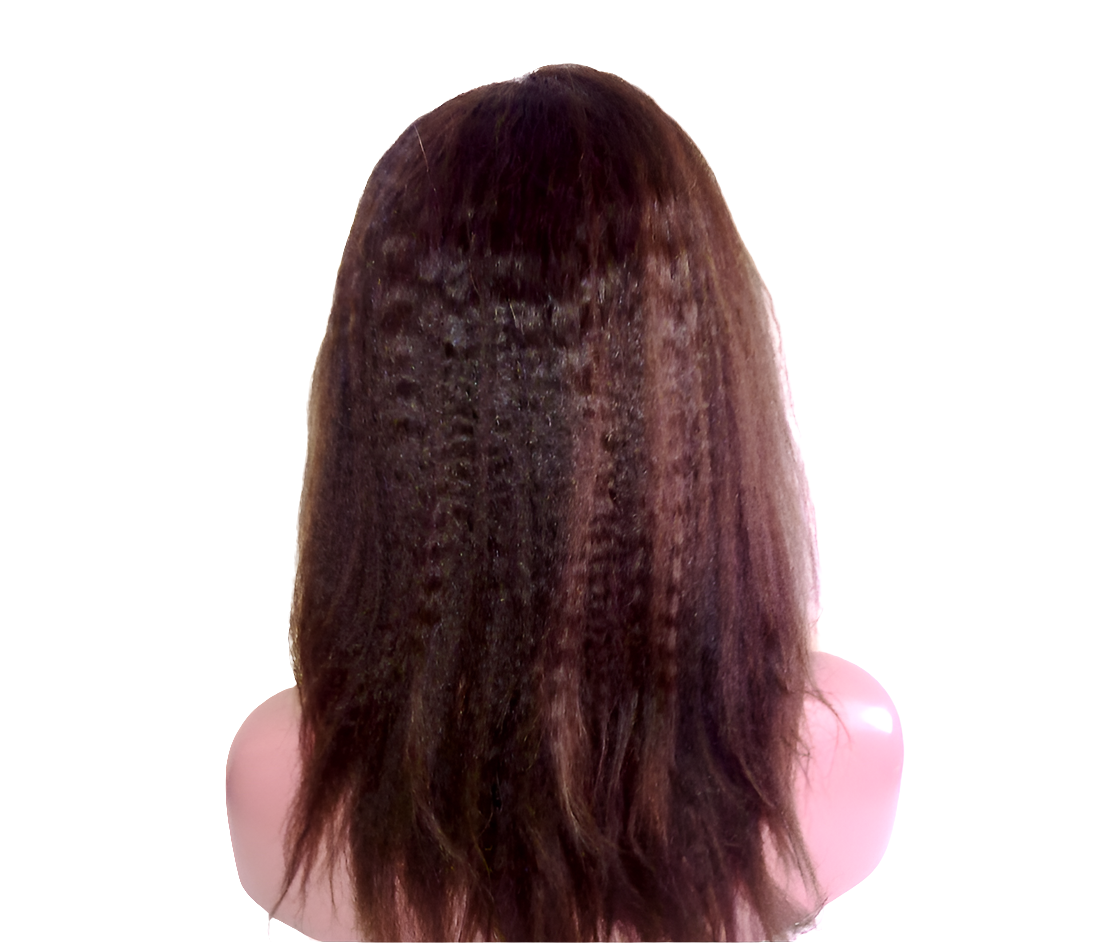 Luxelette Kinky Straight Lace Front Wig - 13x4 Glueless Yaki Human Hair Wig | 180% Density, Pre-Plucked, Natural Black