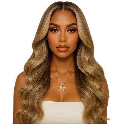 Ash Blonde Gray Ombre Body Wave Lace Front Wig, 13x6 | Human Hair Balayage Wig with Pre-Plucked HD Lace