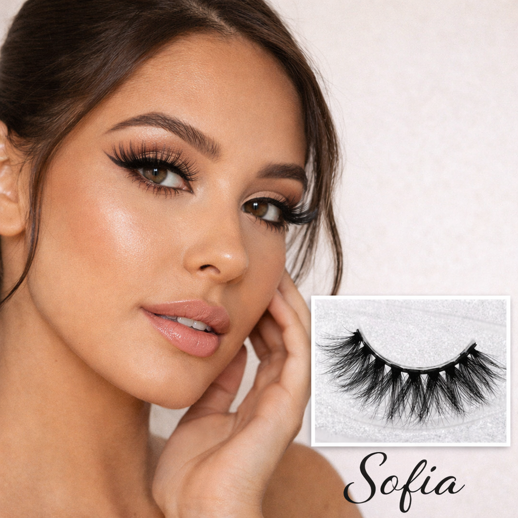 Lux Mink Lashes – Sofia Style | Soft & Voluminous 3D Strip Lashes – Elegant, Reusable & Comfortable