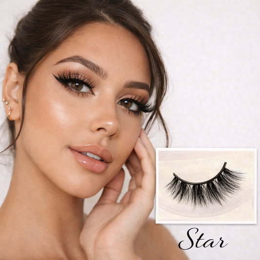 Mink Lashes Rosa Star | Soft-Glam Volume 3D Strip Lashes – Feather-Light, Reusable & Star-Lit Eye Definition