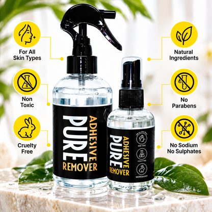 PURE Adhesive Remover Spray, Clear, Unscented | Wig & Toupee Tape Cleaner, Gently Removes Glue & Residue