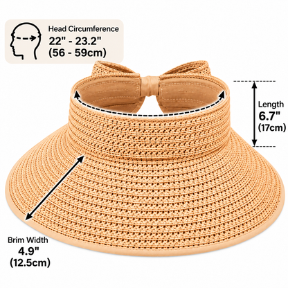 Wide Brim Sun Visor Hat, Beige | Black | White, UPF 50+ Foldable Open-Top Design for Beach, Pool & Travel