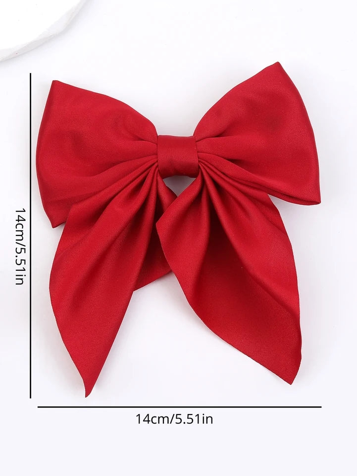 Satin Bow Clip & Band Set – 2PC Large Ribbon Hair Accessories | Elegant Statement Style