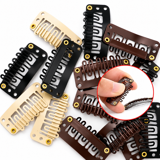 Lace Wig Snap Clips, U-Shape, 6-Teeth, 3.2cm | Metal Clip-In Combs for Wigs, Weaves & Hair Extensions – Secure Styling Tool