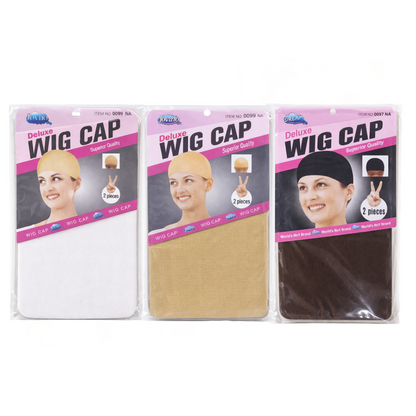 Polyester Wig Cap, 2-Piece Pack | Lightweight, Breathable & Non-Slip Cap with Elastic Rim – Stretchy, Thin & Secure Fit