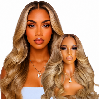 Ash Blonde Gray Ombre Body Wave Lace Front Wig, 13x6 | Human Hair Balayage Wig with Pre-Plucked HD Lace