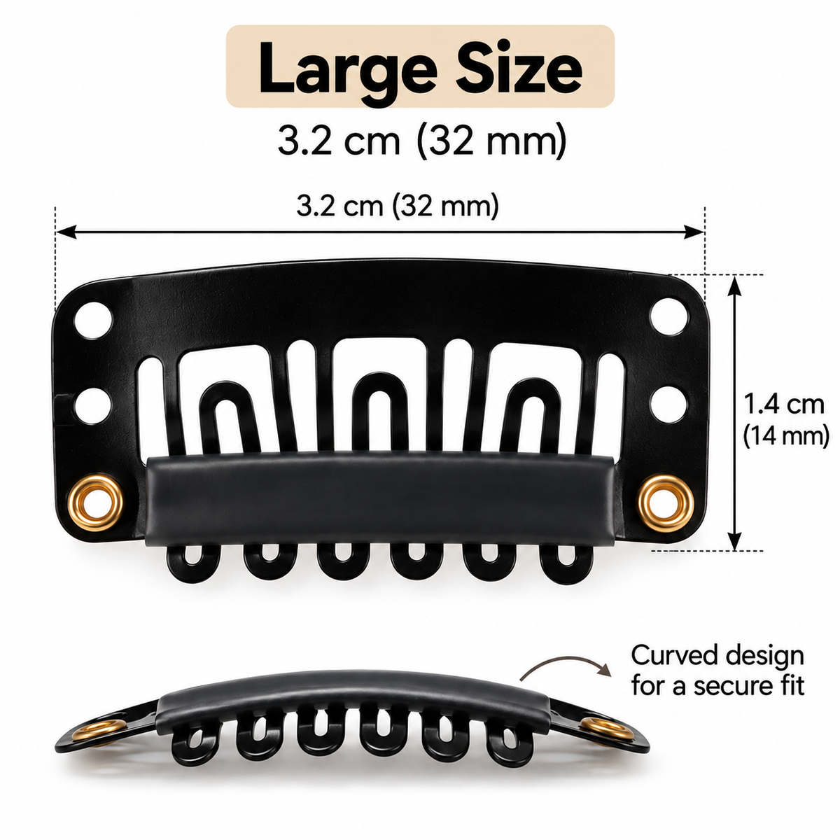 Lace Wig Snap Clips, U-Shape, 6-Teeth, 3.2cm | Metal Clip-In Combs for Wigs, Weaves & Hair Extensions – Secure Styling Tool