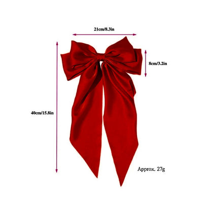 Satin Bow Clip & Band Set – 2PC Large Ribbon Hair Accessories | Elegant Statement Style