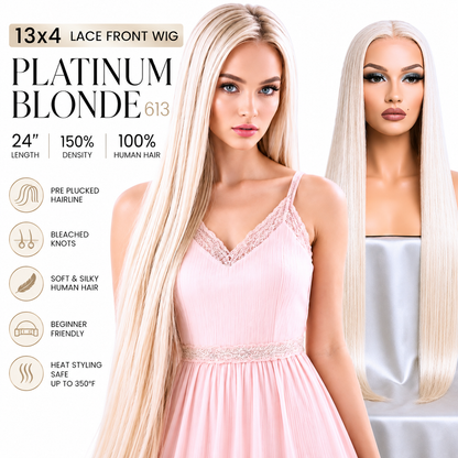 Platinum Blonde N’ Pretty Lace Front Wig – 13x4 Human Hair Wig | Pre-Plucked, Natural Hairline