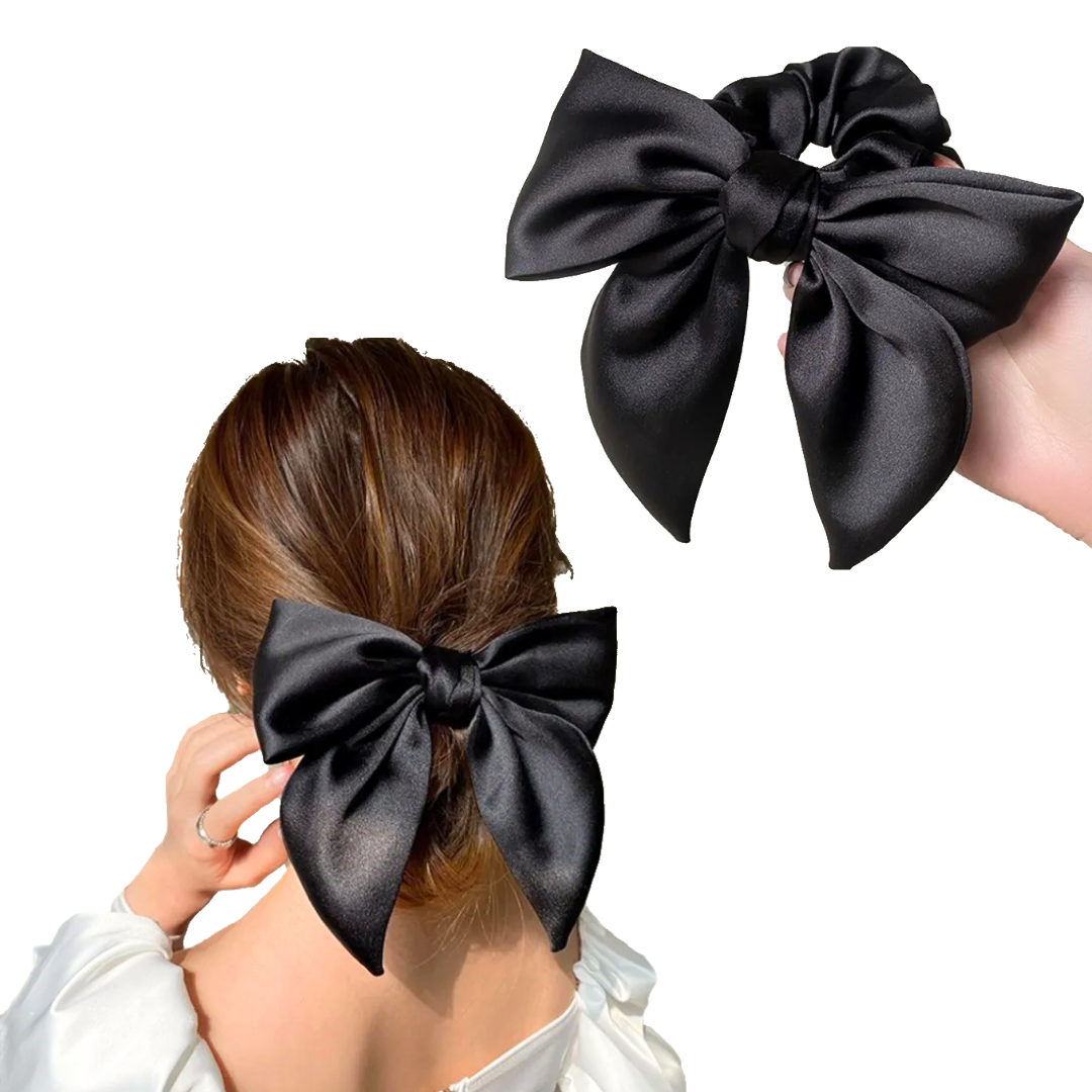 Satin Bow Clip & Band Set – 2PC Large Ribbon Hair Accessories | Elegant Statement Style
