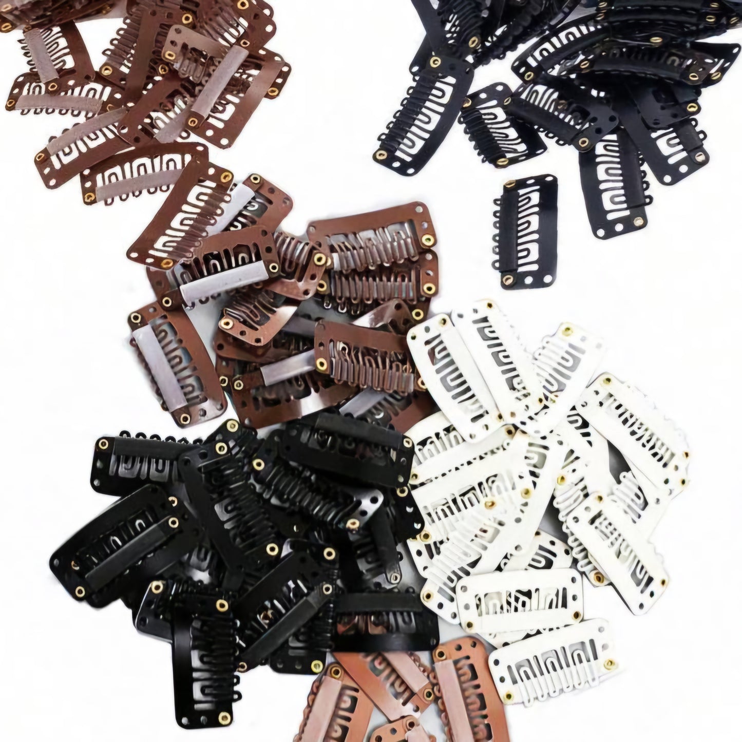 Hair Extension Snap Clips, U-Shape, 6-Teeth, 3.2cm | Metal Clip-In Comb Clips for Weaves, Wefts -  Styling Tool