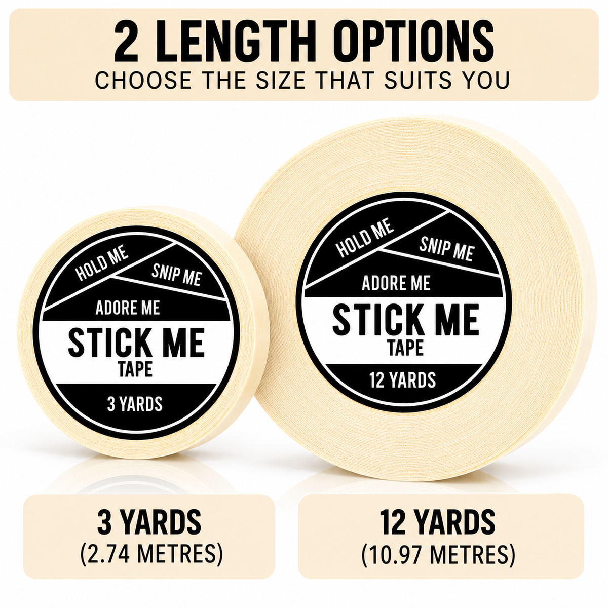 Stick Me Tape Roll - Clear Double-Sided Adhesive for Wigs, Clothing & Cosplay | Flexible, Odourless, Multi-Usage Tape