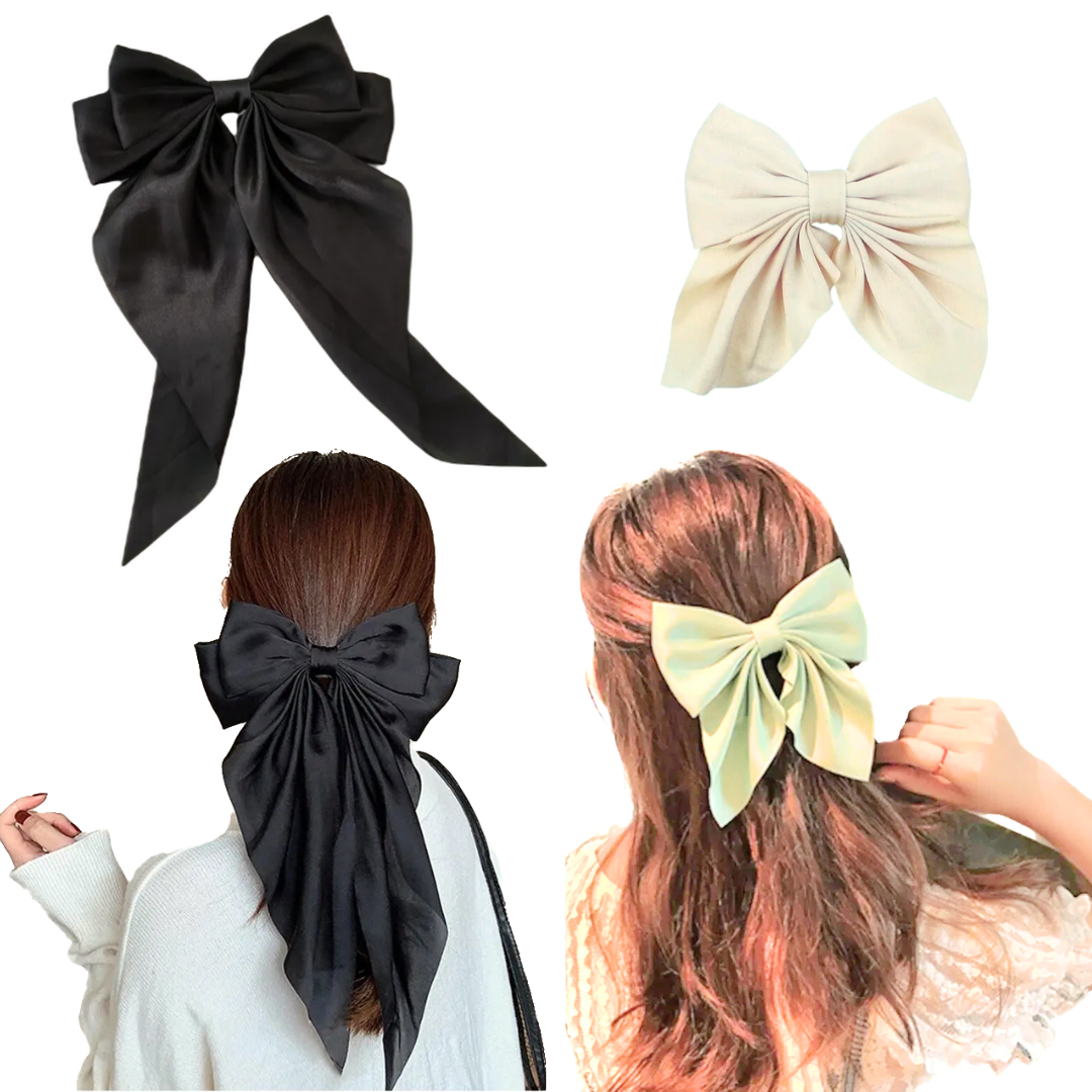 Satin Bow Clip Set – 2PC Large Ribbon Hair Accessories | Chic & Stylish Finish