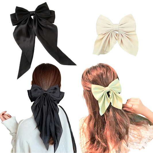 Satin Bow Clip Set – 2PC Large Ribbon Hair Accessories | Chic & Stylish Finish